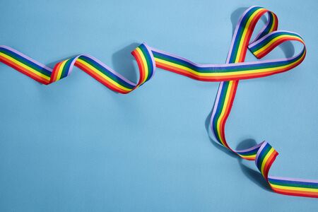 Rainbow ribbon. Gay pride month. Lgbt community. Pride day flag.の写真素材