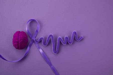 Purple day. Epilepsy awareness day. Awareness Purple ribbonの写真素材