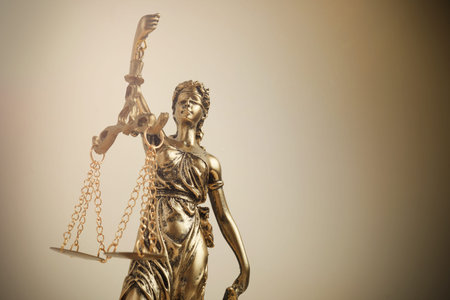 The Statue of Justice symbol, legal law concept. Filtered photoの写真素材