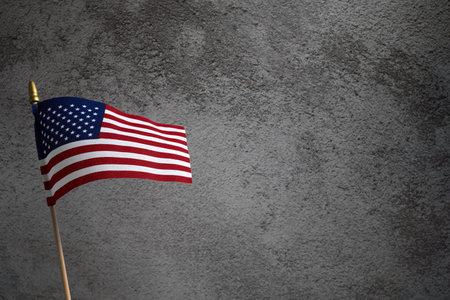 American Flag for Memorial Day, 4th of July or Labour Day on Dark Concrete Background