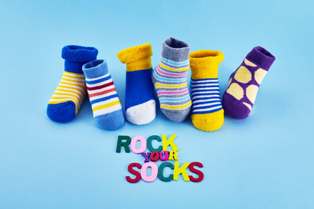 World Down syndrome day background. Rock you socks.の写真素材