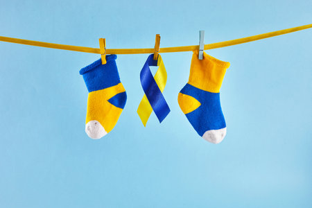 World Down syndrome day background. Lots of socks.の写真素材