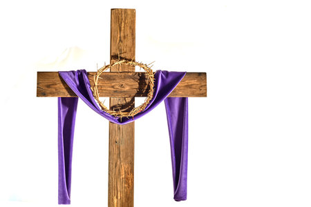 Lent season, Holy week and Good friday concept. Ccross isolated on background