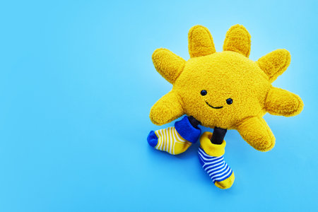 Down Syndrome Awareness Month Symbol Yellow and Blue colors, sun.の写真素材