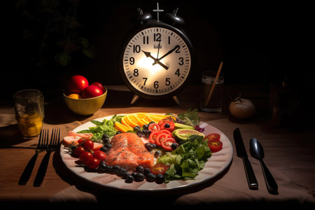 Intermittent fasting with a Healthy food of salad .Healthy lifestyle Concept. Generative AIの素材