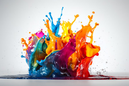 colorful splash on white background. Generative Ai.の素材