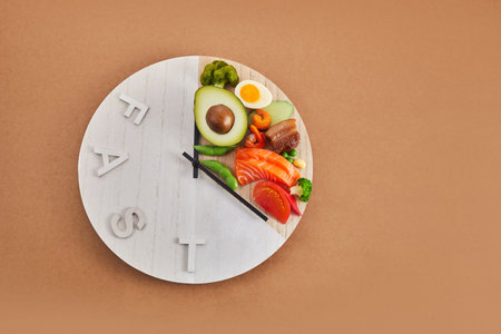 Intermittent fasting. Healthy breakfast, diet food concept. Organic meal. Fat loss concept.