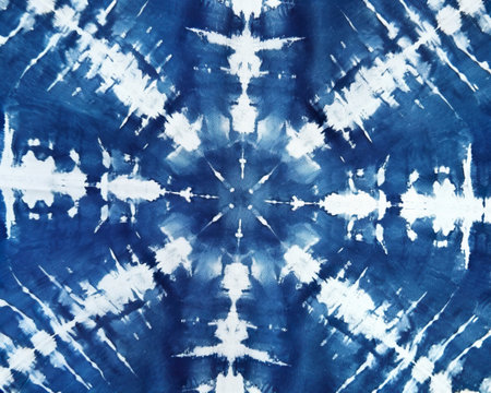 Japanese Shibori technique tie dye textile pattern in indigo blue. Generative Ai.の素材