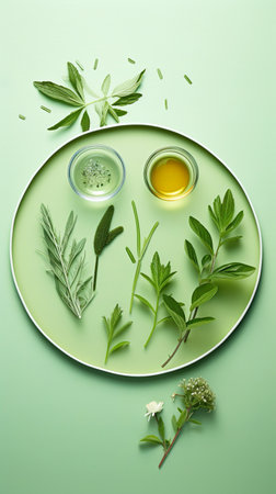 Abstract cosmetic laboratory. Chemical laboratory research. Nature cosmetics. Generative Aiの素材