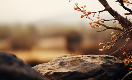 Natural stone and concrete podium in Natural background, show for packaging product presentation. Generative Ai.の素材