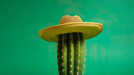 Mexican party concept with cactus and sombrero hat. Cinco de Mayo holidayの素材