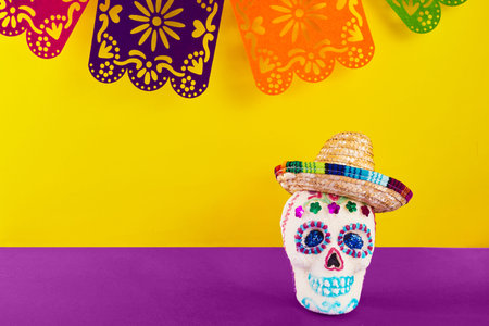 Mexican sugar skull for dia de los Muertos, Day of the Dead.の写真素材