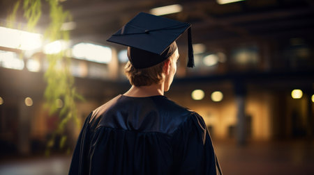 Educational theme, graduating student in academic gownの素材