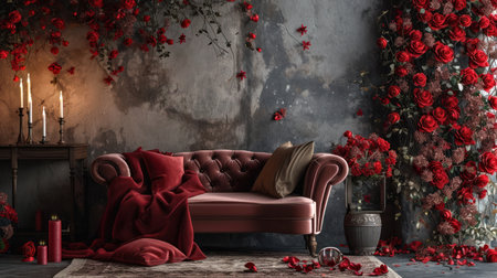 Interior of room decorated for Valentine's day with elegant decorations.の素材