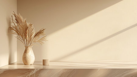 Minimalistic abstract gentle light beige background for product presentation.の素材