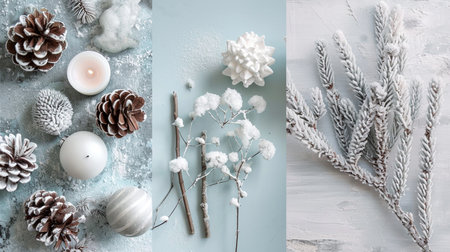 Photo collage, winter color palette, Frosty mint.の素材