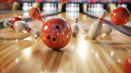 bowling pin and ball for bowling game.の素材