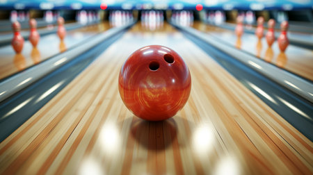 bowling pin and ball for bowling game.の素材