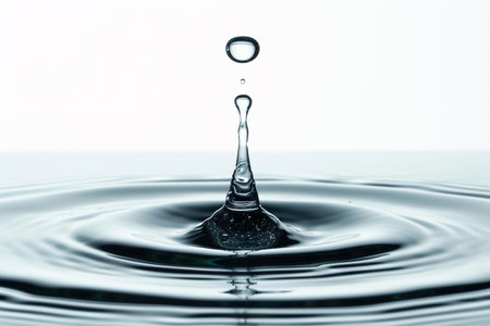 Transparent Drop and Circle Ripples on white backgroundの素材