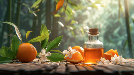 essential oils with citrus fruits.の素材