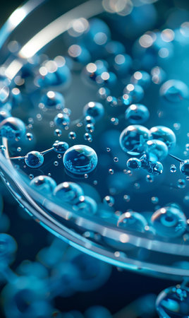 Abstract cosmetic laboratory. Chemical laboratory research. Cosmetic Essence Molecule Bubbleの素材