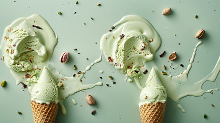 Assorted Pistachio Ice Cream Conesの素材