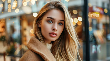 Portrait of a Young Woman with Urban Backgroundの素材