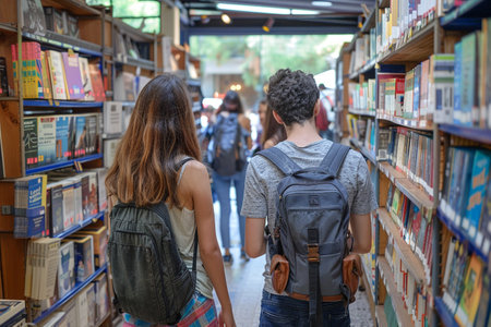 Young People Exploring A Bookstoreの素材