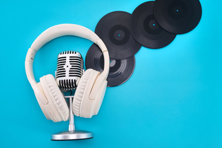 World Music Day. Music Recording Theme With Vinyl and Microphoneの写真素材