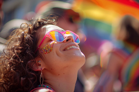 Rainbow Sunglasses Joy. Pride Parade Celebrationの素材