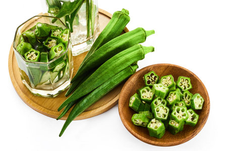 Fresh Okra water on white background