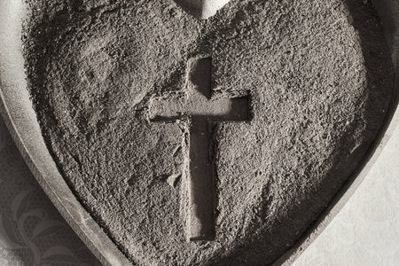 Heart of Ash. Ash Wednesdayの写真素材