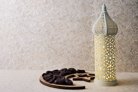 Ramadan Kareem. Eid al Fitr. Lantern and Datesの写真素材