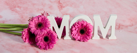 Happy mothers day. Mom Floral Typographyの写真素材