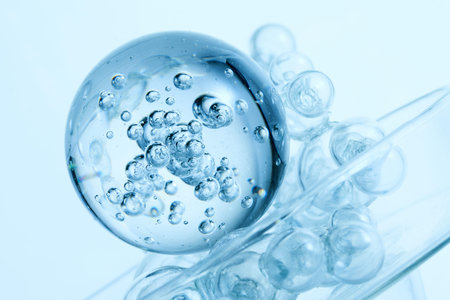 Abstract cosmetic laboratory. An artistic close-up of transparent molecules