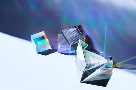 Prismatic Reflections. Geometric prisms with colorful light effectsの写真素材