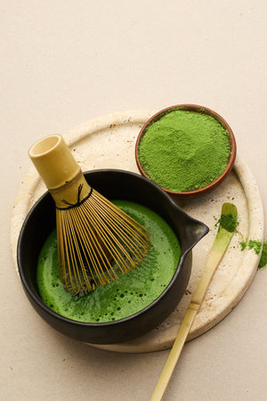 Matcha Tea Preparation. A traditional matcha setup