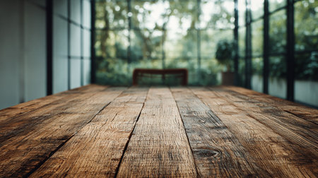 Wooden Table in Sunlit Roomの素材