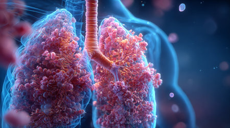 Anatomical Lungs Illustration. Detailed anatomical illustration of human lungsの素材