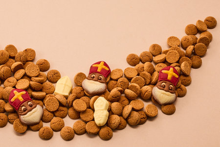 Festive Cookies. Sinterklaas cookies and chocolate iconsの写真素材