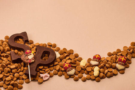 Festive Cookies. Sinterklaas cookies and chocolate iconsの写真素材