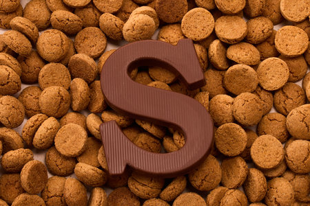 Dutch holiday Sinterklaas background. Dutch tradition Saint Nicholas. Traditional sweets backgroundの写真素材