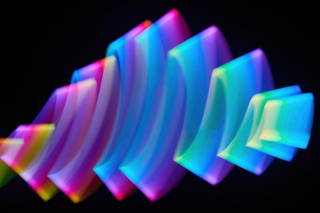Vibrant Light Abstract. A dynamic abstract composition with flowing neon colorsの写真素材