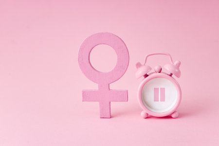 Menopause concept. Minimal concept hormone replacement therapyの写真素材