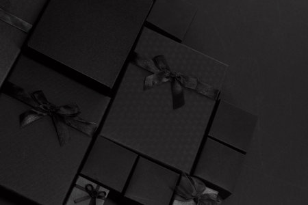 Elegant Black Gift Boxes.の写真素材