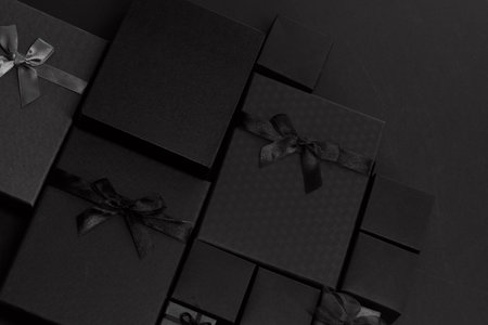 Elegant Black Gift Boxes.の写真素材