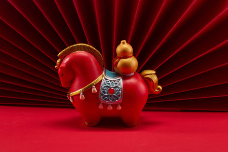 New Year background. Red Origami Displayの写真素材