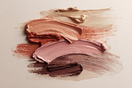 Cosmetic foundation swatches displaying various skin tones beautyの素材