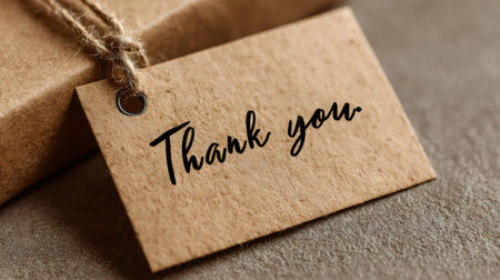 Thank you message on kraft paper gift tagの素材