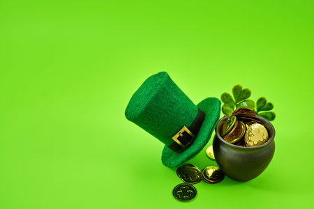 St. Patricks day leprechaun hat pot of gold